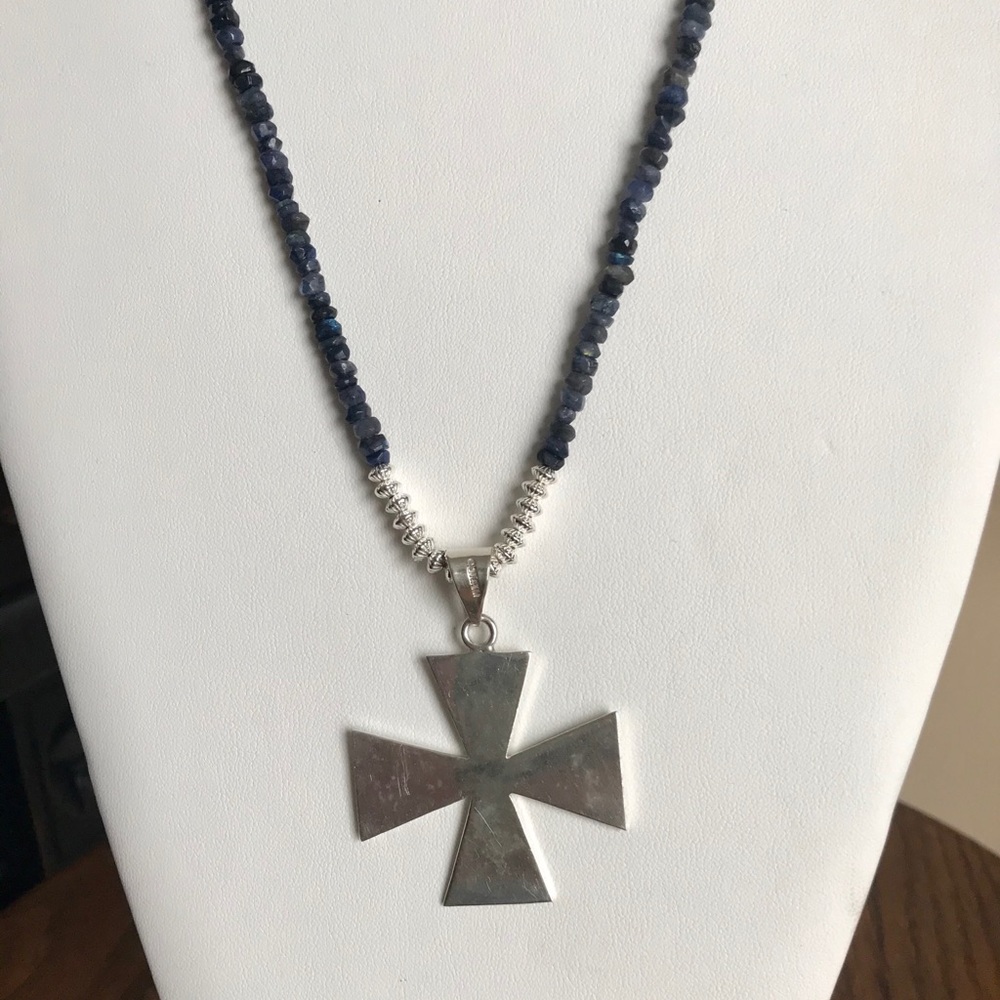 Dark blue labradorite and sterling necklace